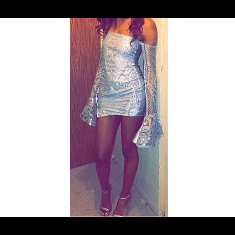 Custom silver dress.